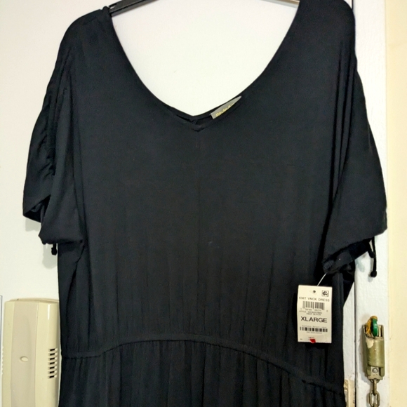 Style & Co Women's V-Neck Ruched-Sleeve Dress in Black - XL - Picture 6 of 7